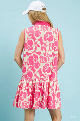 Umgee Floral Sleeveless Tiered Dress
