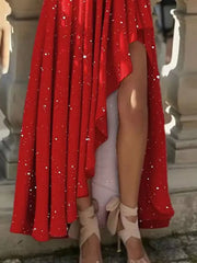 One-Shoulder Asymmetrical Hem Maxi Dress
