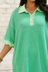 Casual Polo Collar Half Sleeve Mini Dress
