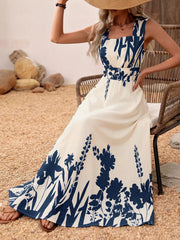 Printed Square Neck Maxi Dress