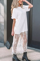 Lace Patchwork Casual T-Shirt Dress