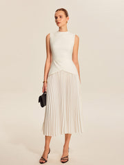 Sleeveless Pleated Midi Dress in Updated Fabric