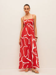 Printed Back Tie Detail Dress