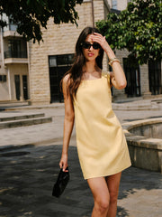 Cotton & Linen Button-Back Pocket Detail Dress