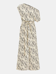 Abstract Dot Print One-Shoulder Jumpsuit
