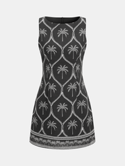 Sleeveless Palm Tree Print Mini Dress