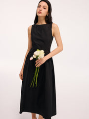 Umbrella Hem Backless Cotton Sleeveless Maxi Dress
