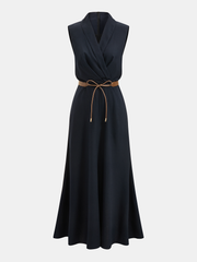 Belted Sleeveless Wrap Maxi Dress