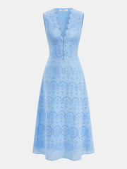 Cotton Sleeveless Embroidered Eyelet Dress