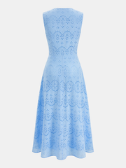Cotton Sleeveless Embroidered Eyelet Dress