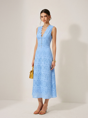 Cotton Sleeveless Embroidered Eyelet Dress
