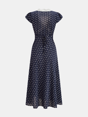 Ditsy Floral Lace Trim V-Neck Maxi Dress