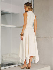 Pocket Detail Sleeveless Belted Maxi Dress