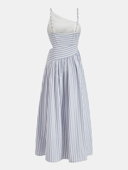 Striped Cut-Out Asymmetric Cami Maxi Dress
