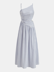 Striped Cut-Out Asymmetric Cami Maxi Dress