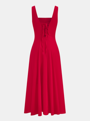 Cotton Blend Button-Front Maxi Dress