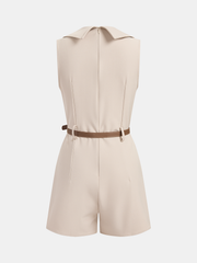 Sleeveless Blazer Style Belted Romper