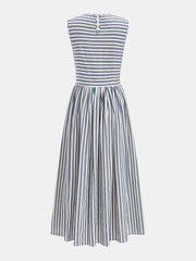 Striped Cotton Sleeveless Smocked Maxi Dress