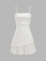Pleated Hem Asymmetrical Cami Mini Dress