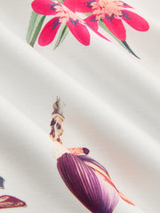 Cotton Linen Tropical Print Sleeveless Dress