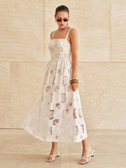 Cotton Patchwork Lace Embroidered Maxi Dress
