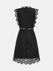 Sleeveless Lace Scalloped A-Line Dress