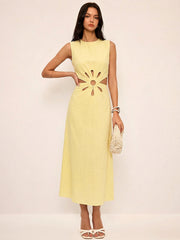 Cutout Waist Sleeveless Maxi Dress