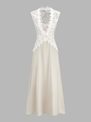Satin Cami Dress & Lace Vest Two-Piece Set