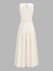Sleeveless Belted Square Neck Maxi Dress