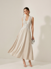 Satin Cami Dress & Lace Vest Two-Piece Set