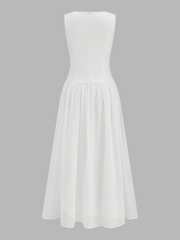 Sleeveless Crew Neck Flowy Maxi Dress