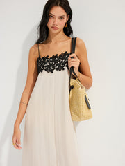 Lace Trim Linen-Blend Cami Maxi Dress