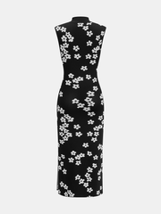 Floral Print Sleeveless Knit Midi Dress