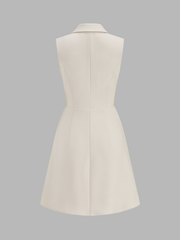 Sleeveless Lapel Pleated Mini Dress