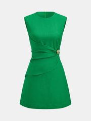 Sleeveless Buckle Waist Mini Dress