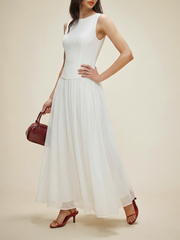 Sleeveless Crew Neck Flowy Maxi Dress