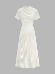 2 In 1 Short Sleeve Pleated Maxi Dress