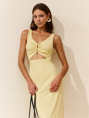 Sleeveless Cutout Side Slit Maxi Dress