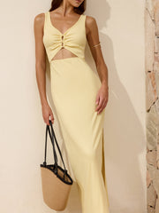 Sleeveless Cutout Side Slit Maxi Dress