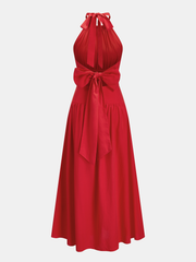 Back Bow Halter Neck Maxi Dress