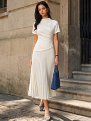 2 In 1 Short Sleeve Pleated Maxi Dress