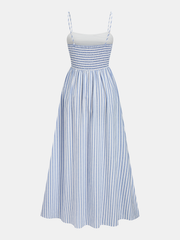 Striped Cutout Cotton Blend Cami Maxi Dress