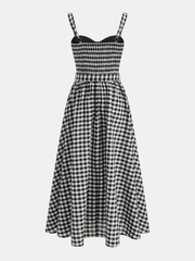 Gingham Cotton Blend Belted Cami Maxi Dress