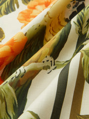 Tropical Floral Print Deep V-Neck Maxi Dress