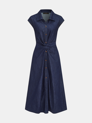 Twisted Waist Midi Shirt Dress