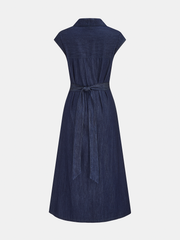 Twisted Waist Midi Shirt Dress