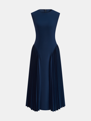 Sleeveless Fitted Pleated Maxi Dress
