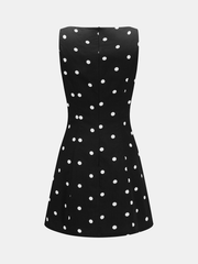 Polka Dot Keyhole Neck Sleeveless Cotton Dress