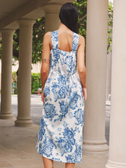 Halter Tie-Back Floral Print Midi Dress