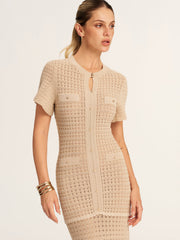 Short Sleeve Crochet Knit Mermaid Maxi Dress